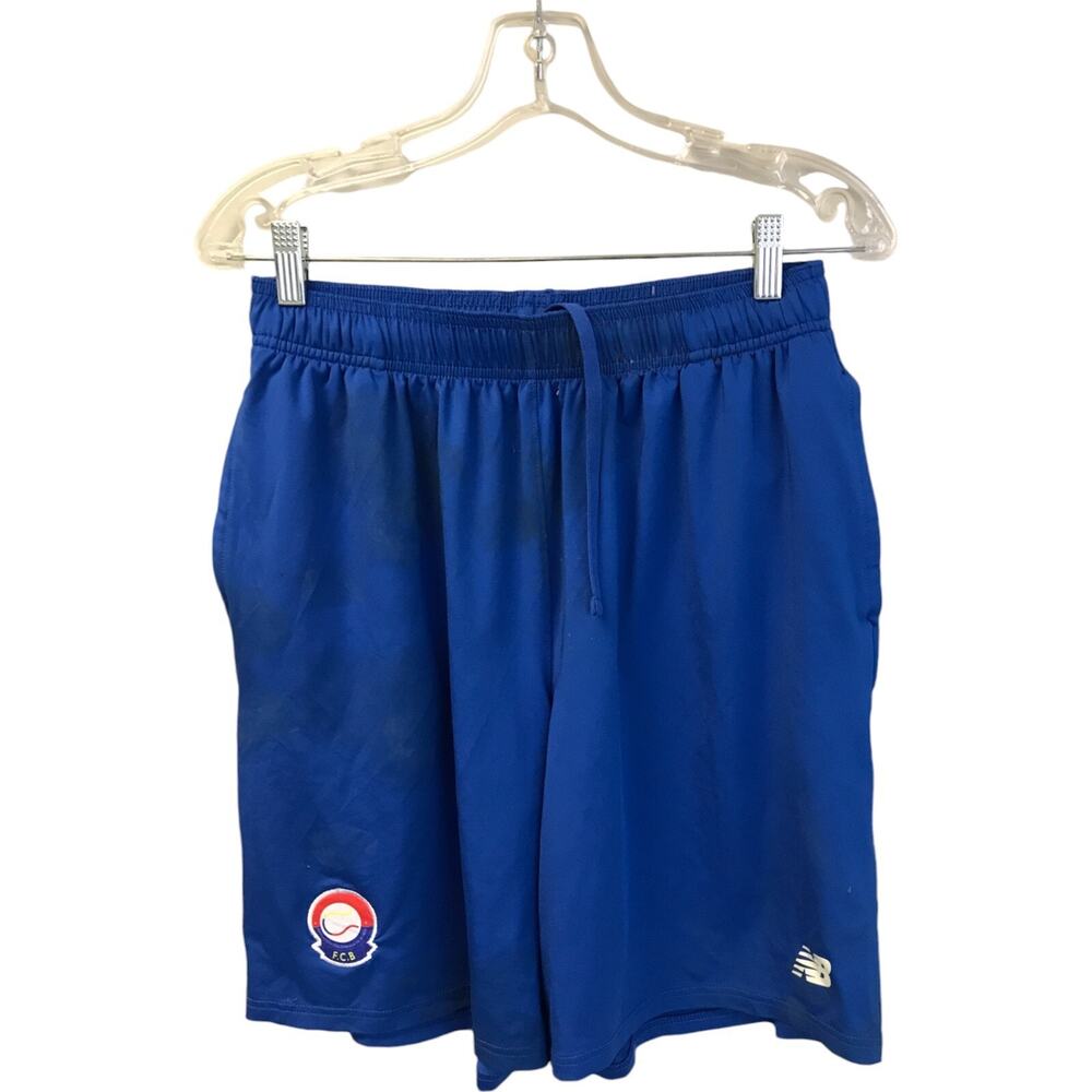 New Balance Dry FCB Baseball Shorts Mens Size L Blue Pull On Elastic Waist
